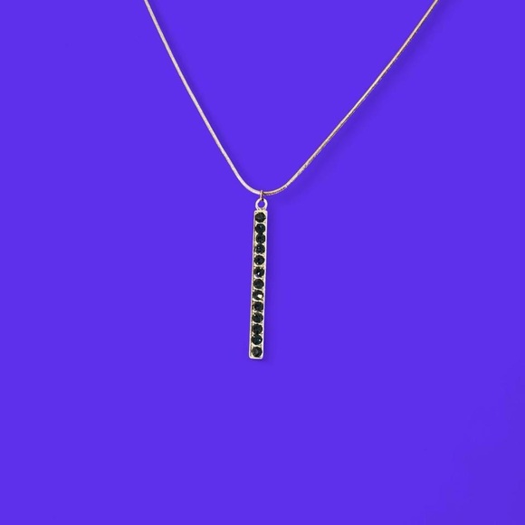 The Unbranded Brand Jewelry - Black and silvertone beaded bar necklace #glamour